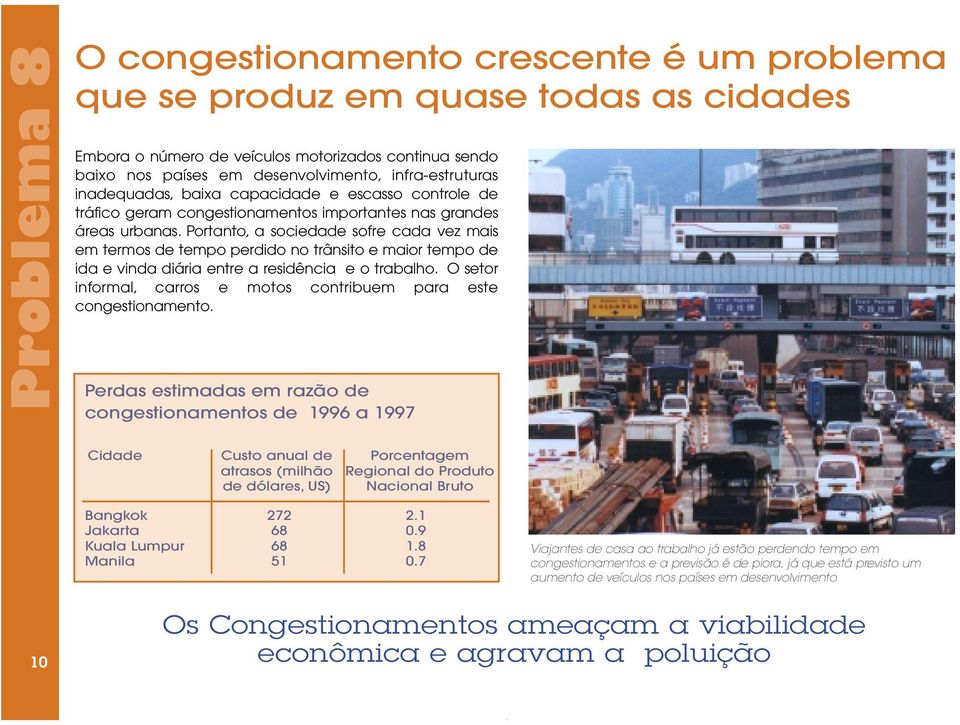 Portanto, a sociedade sofre cada vez mais em termos de tempo perdido no trânsito e maior tempo de ida e vinda diária entre a residência e o trabalho.