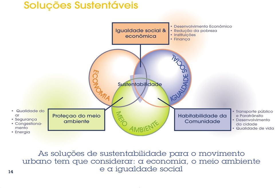 MEIO AMBIENTE Habitabilidade da Comunidade Transporte público e Paratrânsito Desenvolvimento da cidade Qualidade de vida