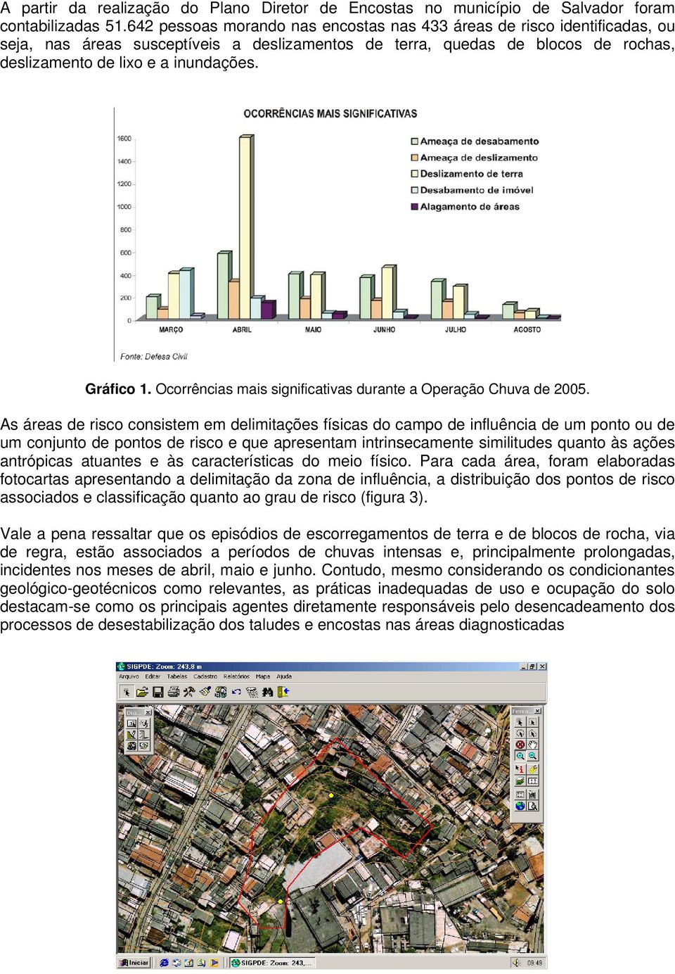 Gráfico 1. Ocorrências mais significativas durante a Operação Chuva de 2005.