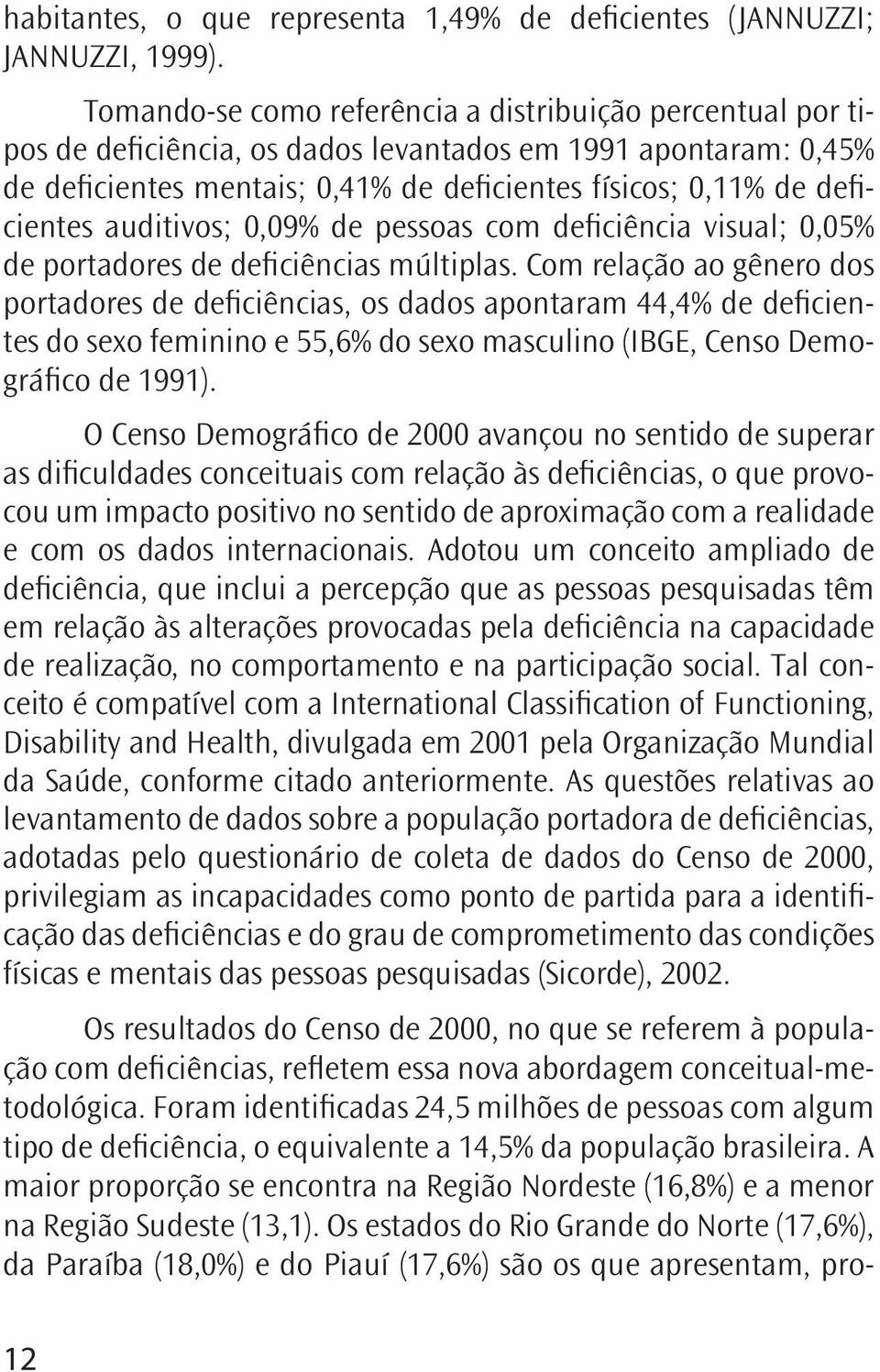 auditivos; 0,09% de pessoas com deficiência visual; 0,05% de portadores de deficiências múltiplas.