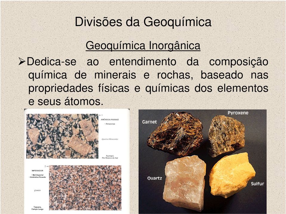 química de minerais e rochas, baseado nas