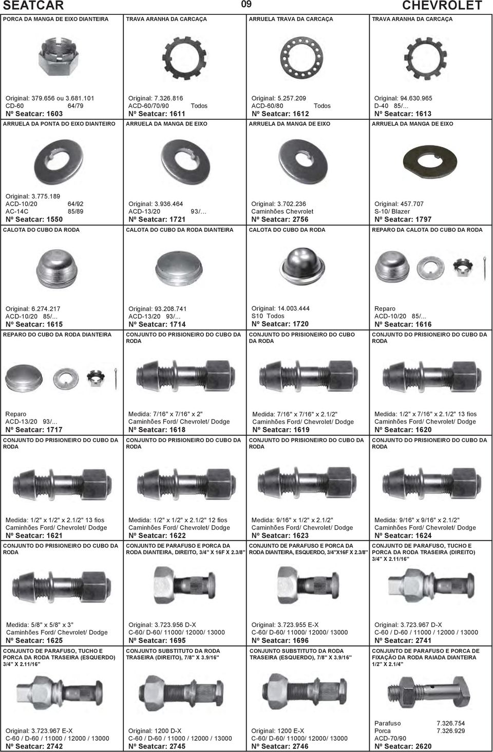 209 ACD-60/80 Todos Nº Seatcar: 1612 ARRUELA DA MANGA DE EIXO Original: 94.630.965 D-40 85/... Nº Seatcar: 1613 ARRUELA DA MANGA DE EIXO Original: 3.775.