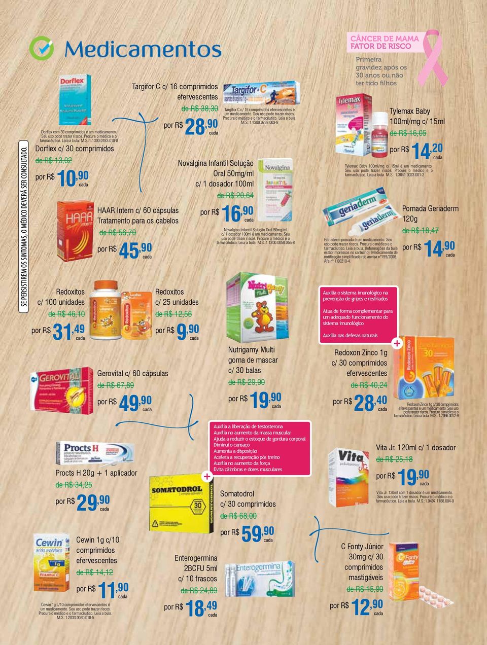 Infantil Solução Oral 50mg/ml c/ 1 dosador 100ml de R$ 20,64 Targifor C c/ 16 comprimidos efervescentes é um medicamento. Seu uso pode trazer riscos. Procure o médico e o farmacêutico. Leia a bula. M.