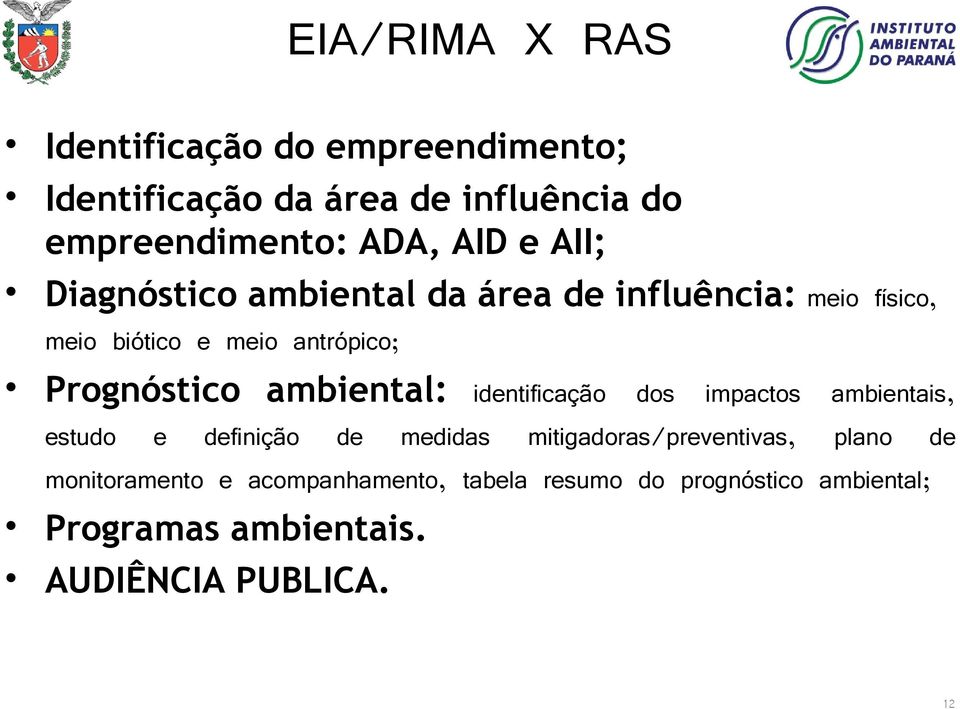 ambiental: identificação dos impactos ambientais, estudo e definição de medidas mitigadoras/preventivas, plano