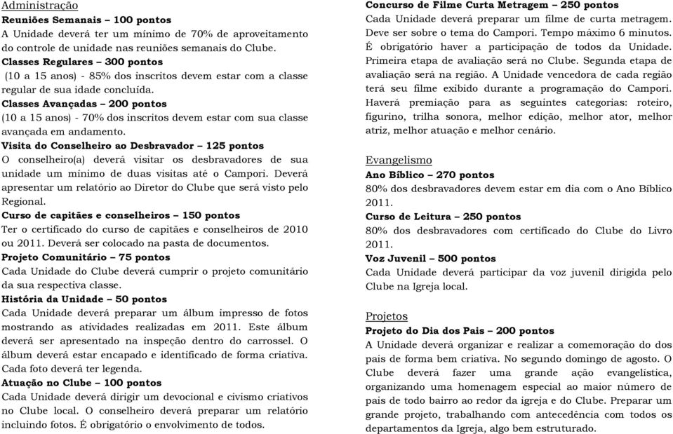 Classes Avançadas 200 pontos (10 a 15 anos) - 70% dos inscritos devem estar com sua classe avançada em andamento.