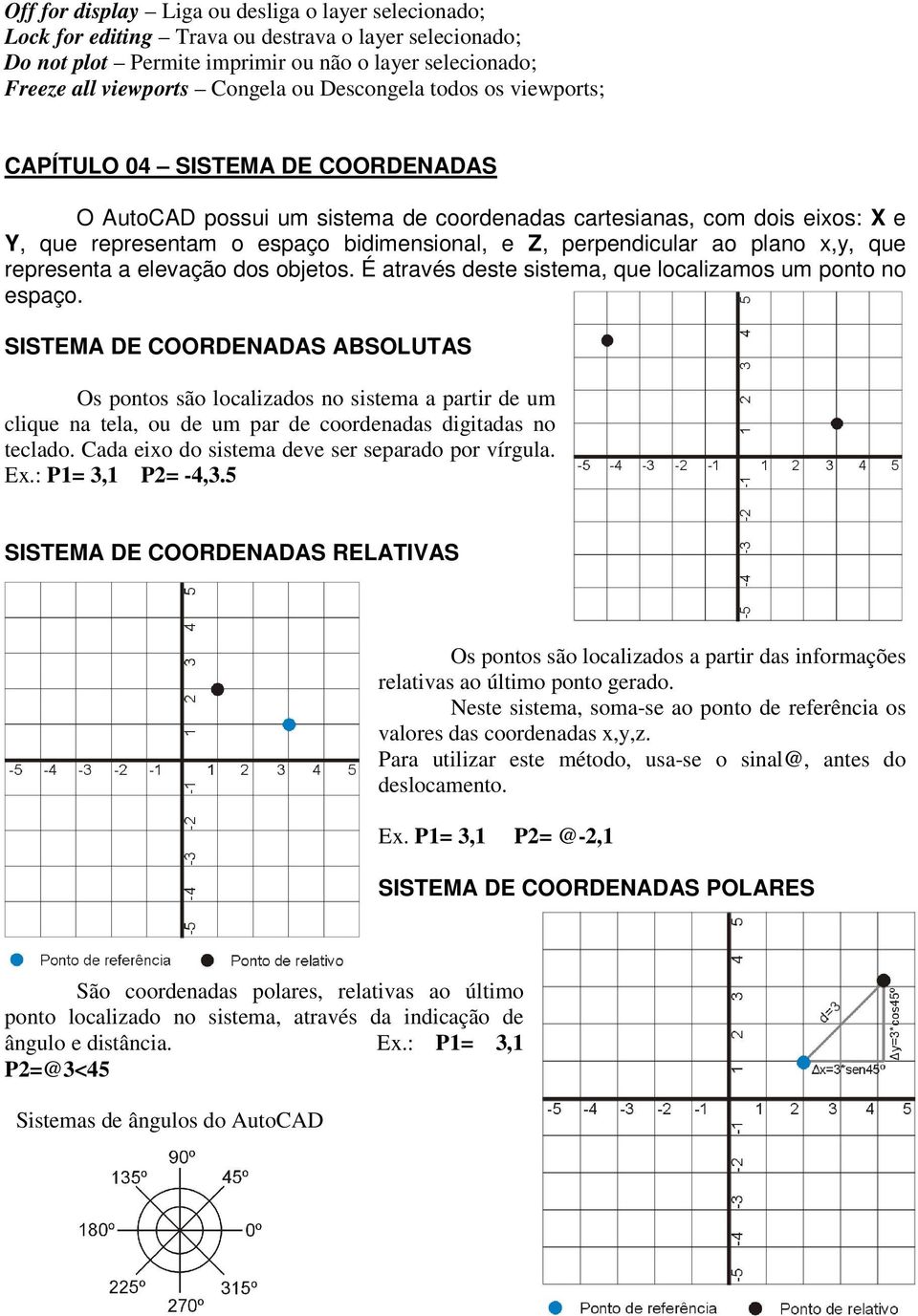 perpendicular ao plano x,y, que representa a elevação dos objetos. É através deste sistema, que localizamos um ponto no espaço.