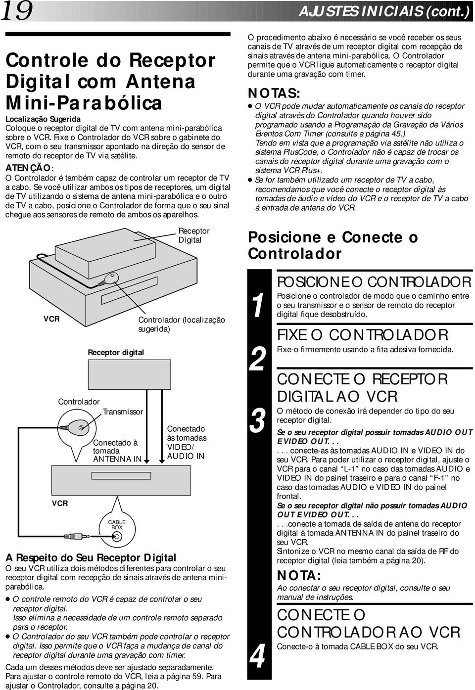 ATENÇÃO: O Controlador é também capaz de controlar um receptor de TV a cabo.