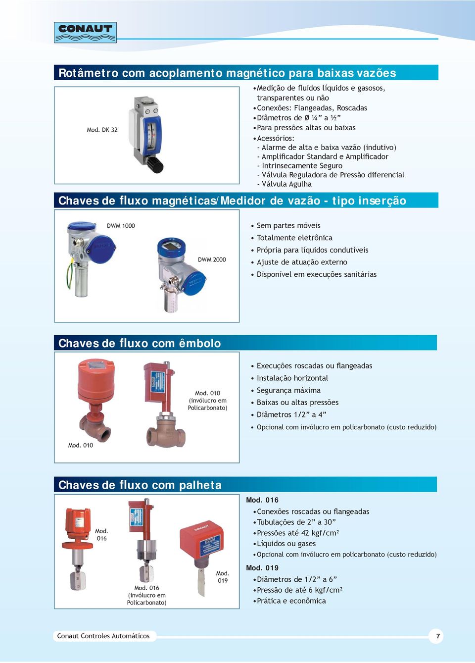 fluxo magnéticas/medidor de vazão - tipo inserção DWM 1000 DWM 2000 Sem partes móveis Totalmente eletrônica Própria para líquidos condutíveis Ajuste de atuação externo Disponível em execuções