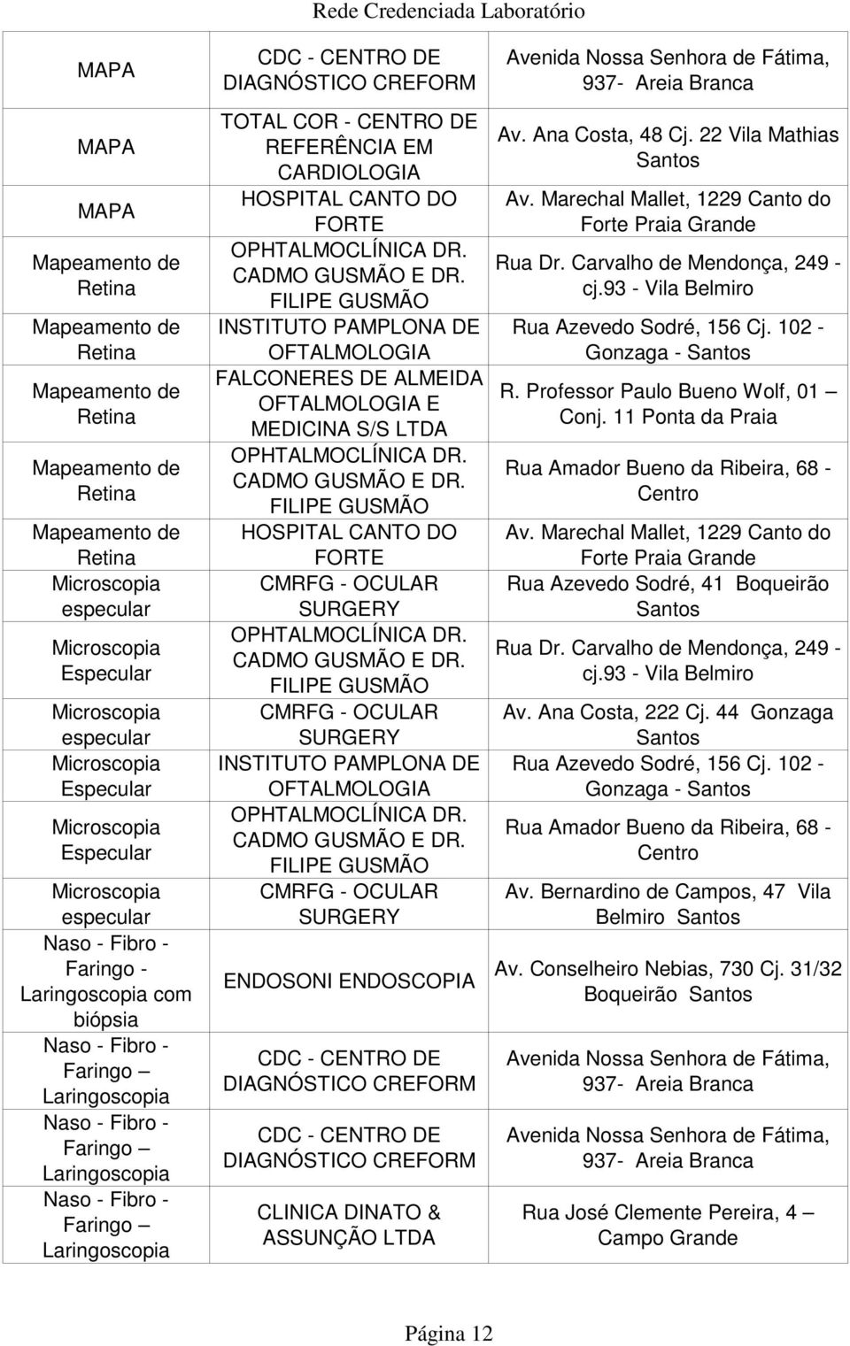 Laringoscopia Naso - Fibro - Faringo Laringoscopia CDC - CENTRO DE DIAGNÓSTICO TOTAL COR - CENTRO DE REFERÊNCIA EM CARDIOLOGIA HOSPITAL CANTO DO INSTITUTO PAMPLONA DE OFTALMOLOGIA FALCONERES DE