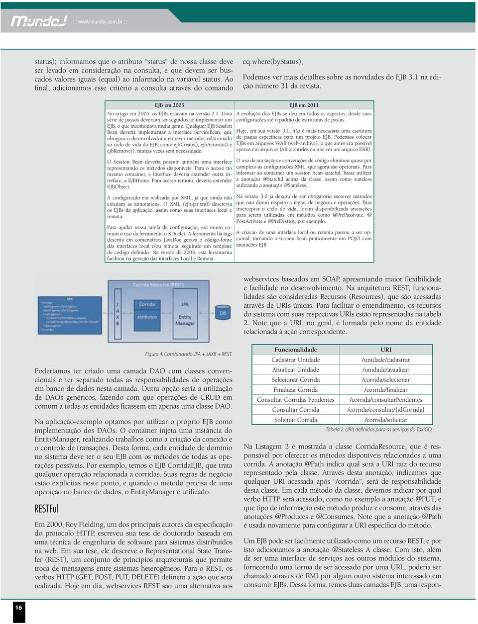 Ao final, adicionamos esse critério a consulta através do comando cq.where(bystatus); Podemos ver mais detalhes sobre as novidades do EJB 3.1 na edição número 31 da revista.