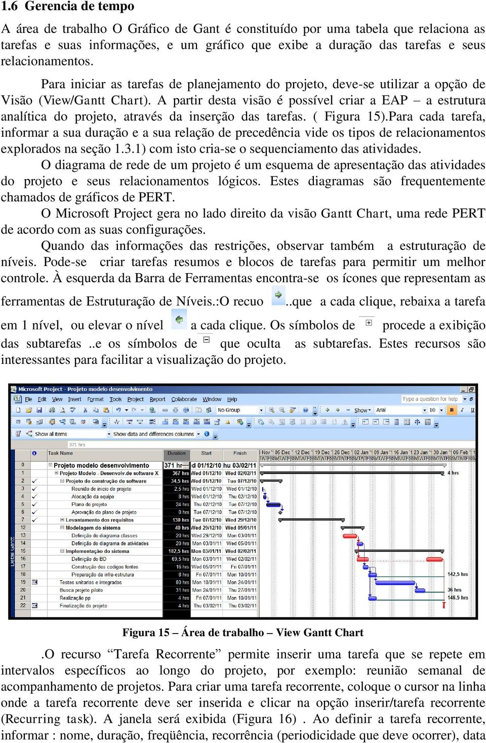 A partir desta visão é possível criar a EAP a estrutura analítica do projeto, através da inserção das tarefas. ( Figura 15).