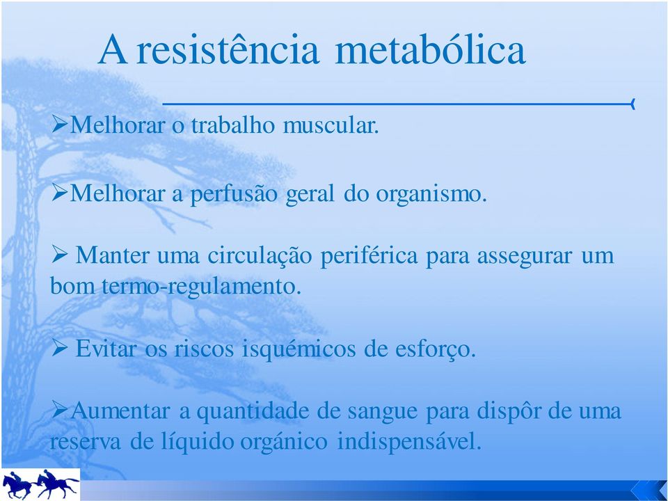 Manter uma circulação periférica para assegurar um bom termo-regulamento.