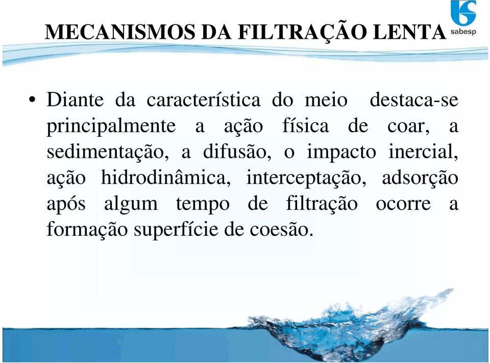 difusão, o impacto inercial, ação hidrodinâmica, interceptação,