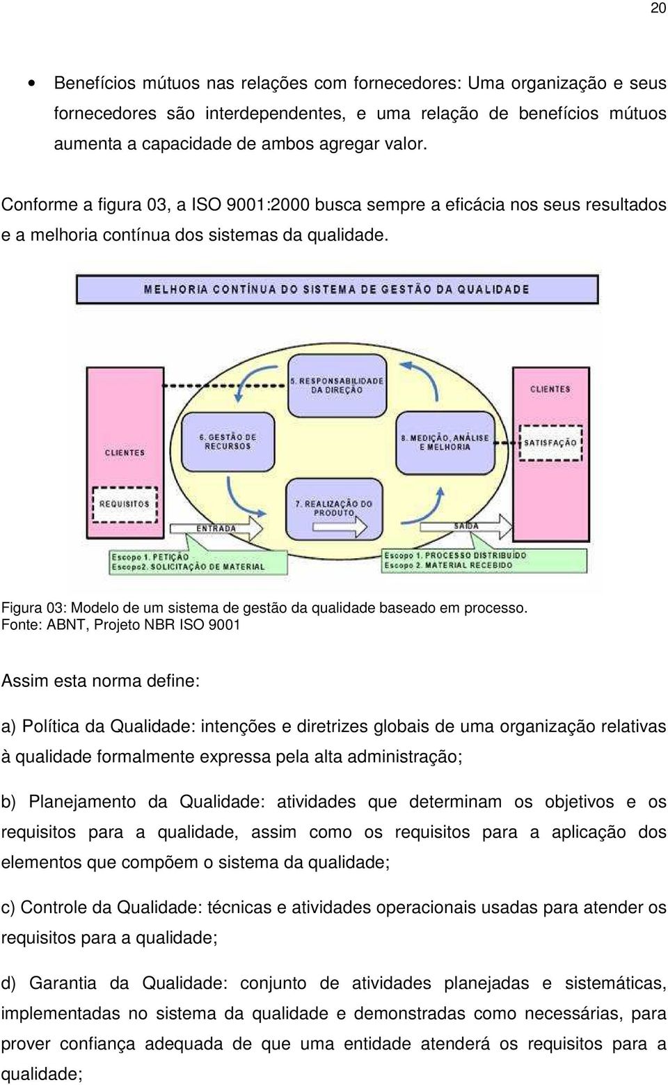 Figura 03: Modelo de um sistema de gestão da qualidade baseado em processo.