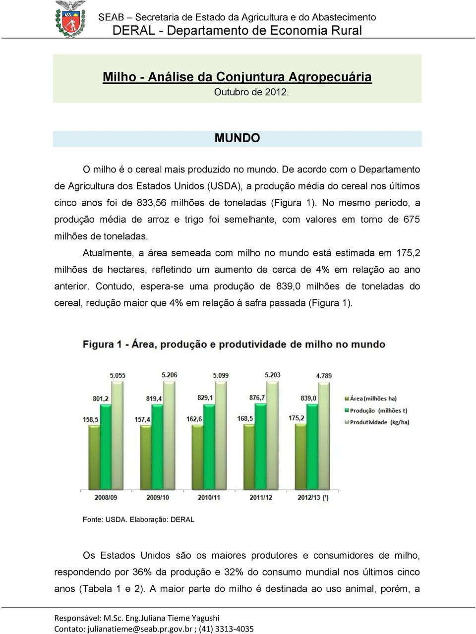 No mesmo período, a produção média de arroz e trigo foi semelhante, com valores em torno de 675 milhões de toneladas.