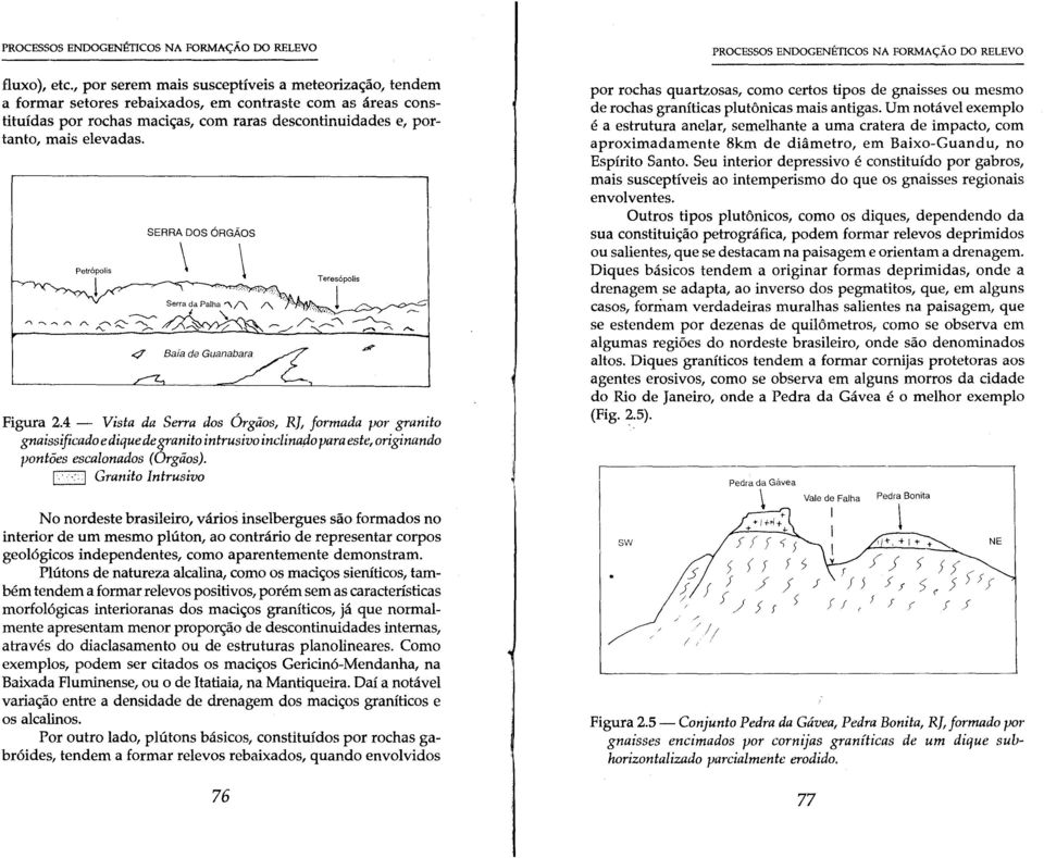 SERRA DOS ÓRGÃOS \ \ Teresóplis 1 --- Figura 2.4 - Vista da Serra ds Órgãs, RI, frmada pr granit gnaissifiead edique dezranit intrusiv inclinad para este, riginand pntões escalnads (Orgãs).