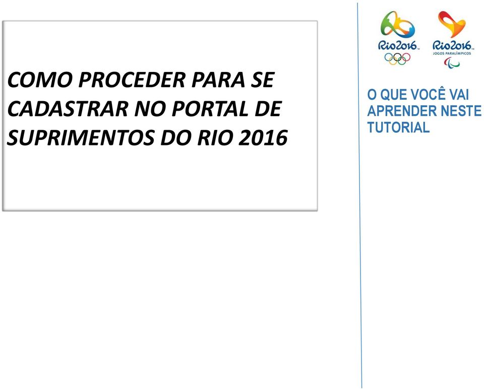 SUPRIMENTOS DO RIO 2016 O