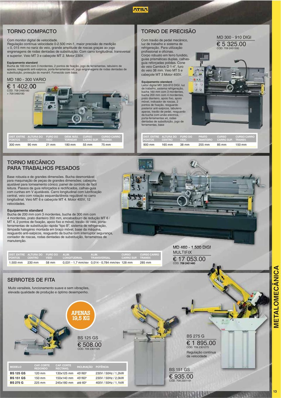 Com carro longitudinal, transversal e superior. Veio MT 3 e cabeçote MT 2. Motor 230V.