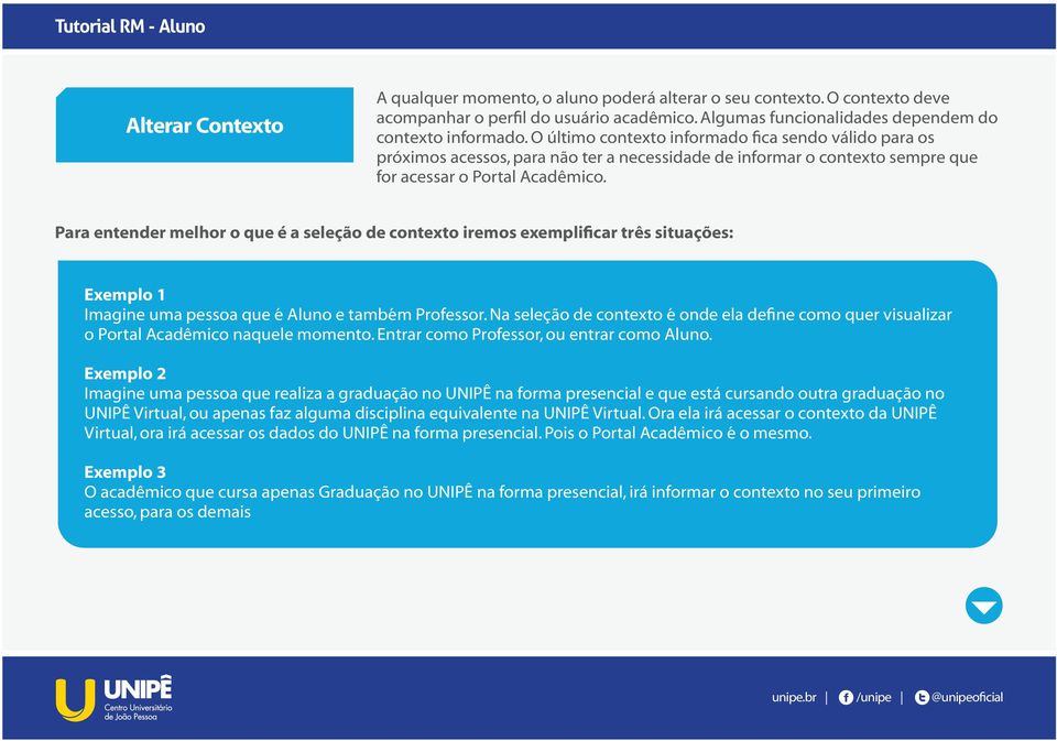 Para entender melhor o que é a seleção de contexto iremos exemplificar três situações: Exemplo 1 Imagine uma pessoa que é Aluno e também Professor.