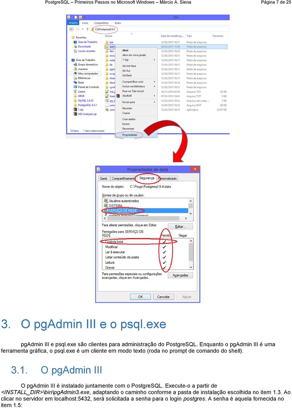 exe é um cliente em modo texto (roda no prompt de comando do shell). 3.1. O pgadmin III O pgadmin III é instalado juntamente com o PostgreSQL.