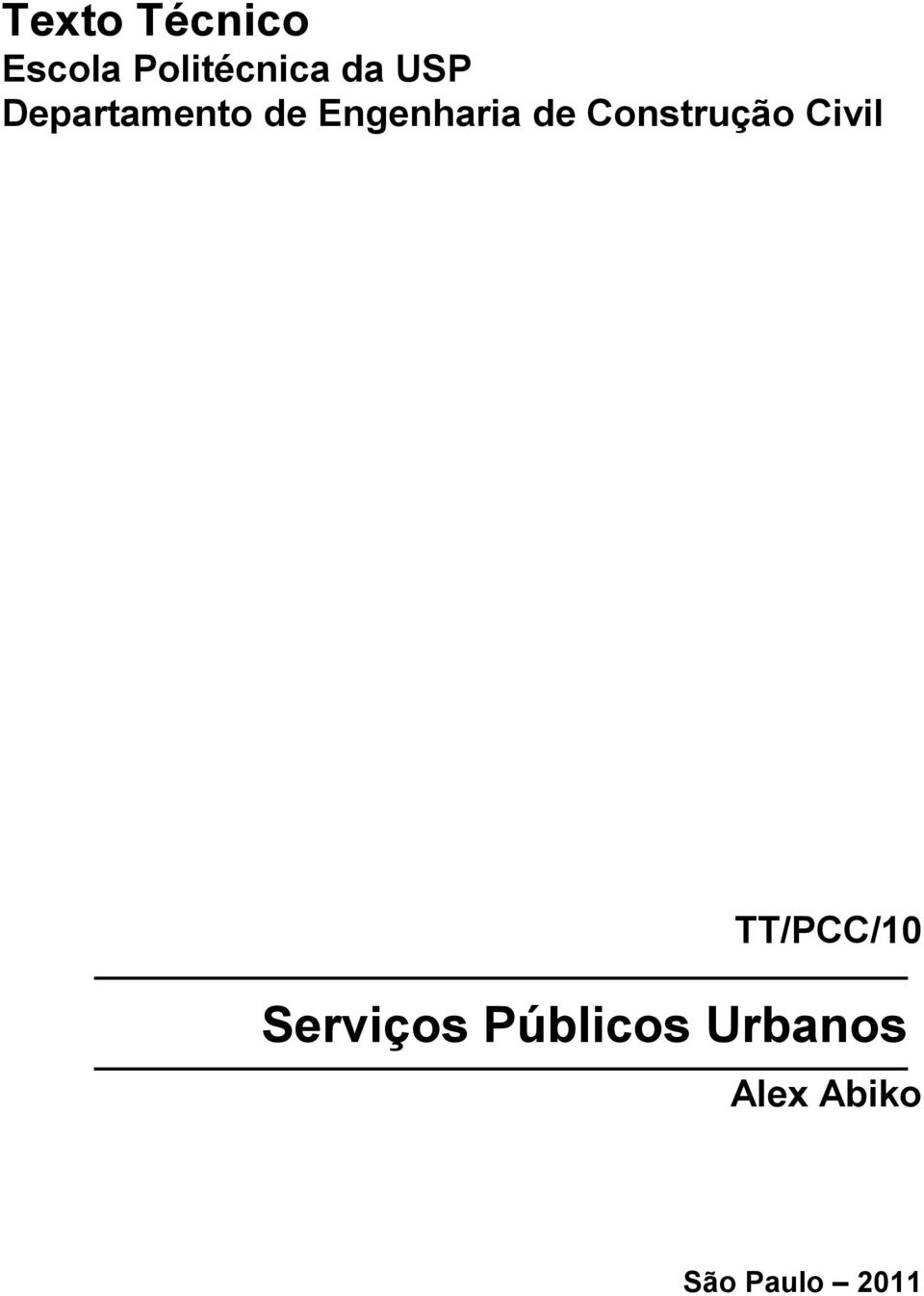 Construção Civil TT/PCC/10 Serviços