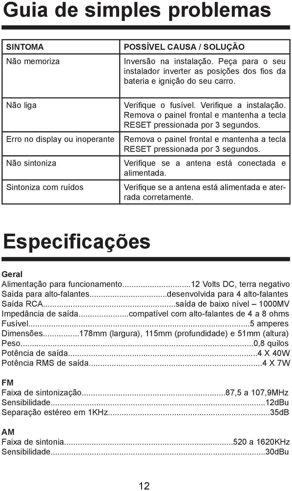 Remova o painel frontal e mantenha a tecla RESET pressionada por 3 segundos. Remova o painel frontal e mantenha a tecla RESET pressionada por 3 segundos.