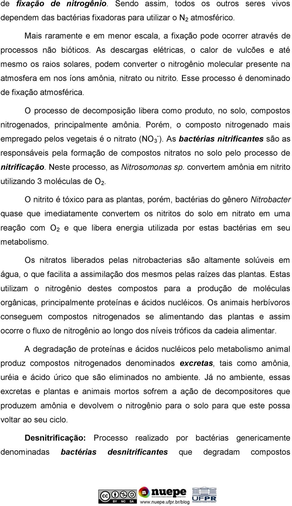 As descargas elétricas, o calor de vulcões e até mesmo os raios solares, podem converter o nitrogênio molecular presente na atmosfera em nos íons amônia, nitrato ou nitrito.