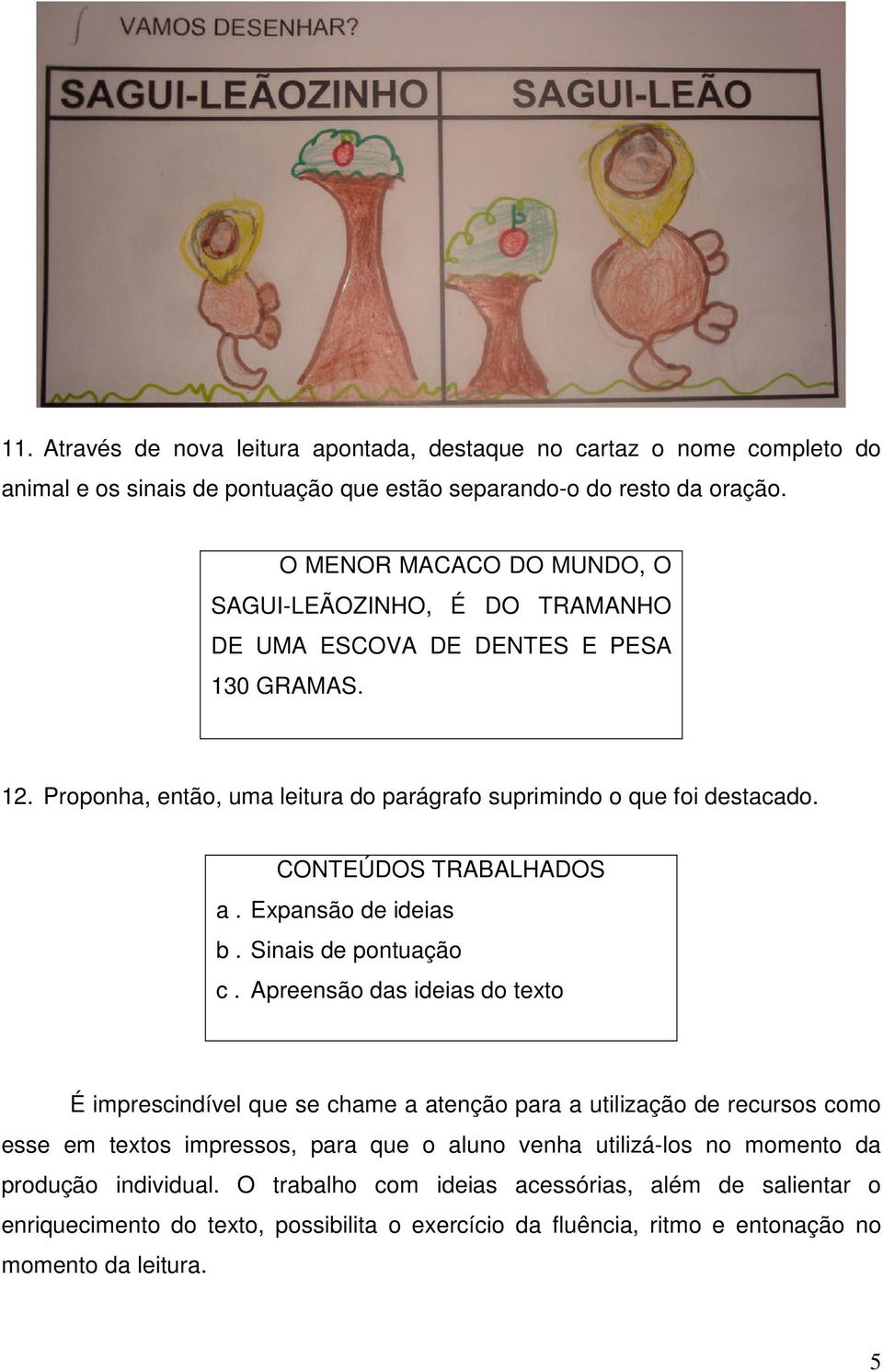 CONTEÚDOS TRABALHADOS a. Expansão de ideias b. Sinais de pontuação c.