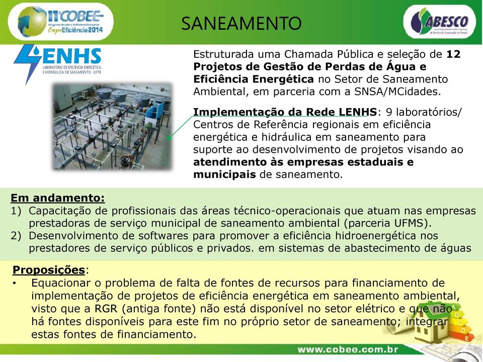 empresas estaduais e municipais de saneamento.