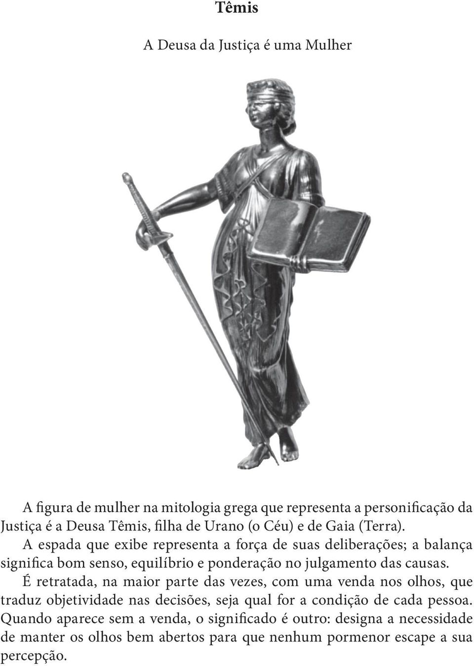 A espada que exibe representa a força de suas deliberações; a balança significa bom senso, equilíbrio e ponderação no julgamento das causas.