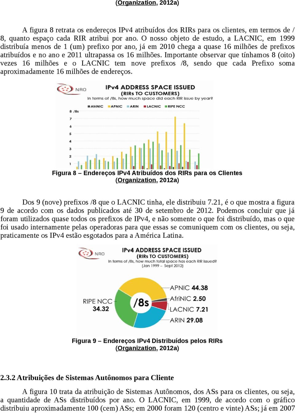 Importante observar que tínhamos 8 (oito) vezes 16 milhões e o LACNIC tem nove prefixos /8, sendo que cada Prefixo soma aproximadamente 16 milhões de endereços.