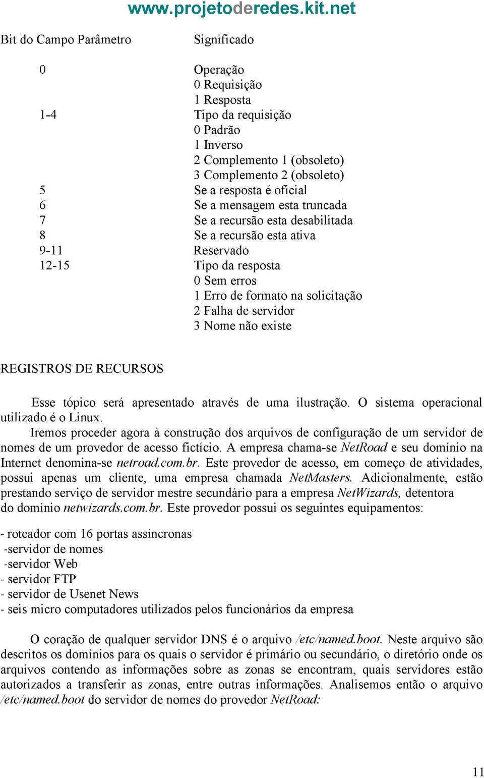 existe REGISTROS DE RECURSOS Esse tópico será apresentado através de uma ilustração. O sistema operacional utilizado é o Linux.