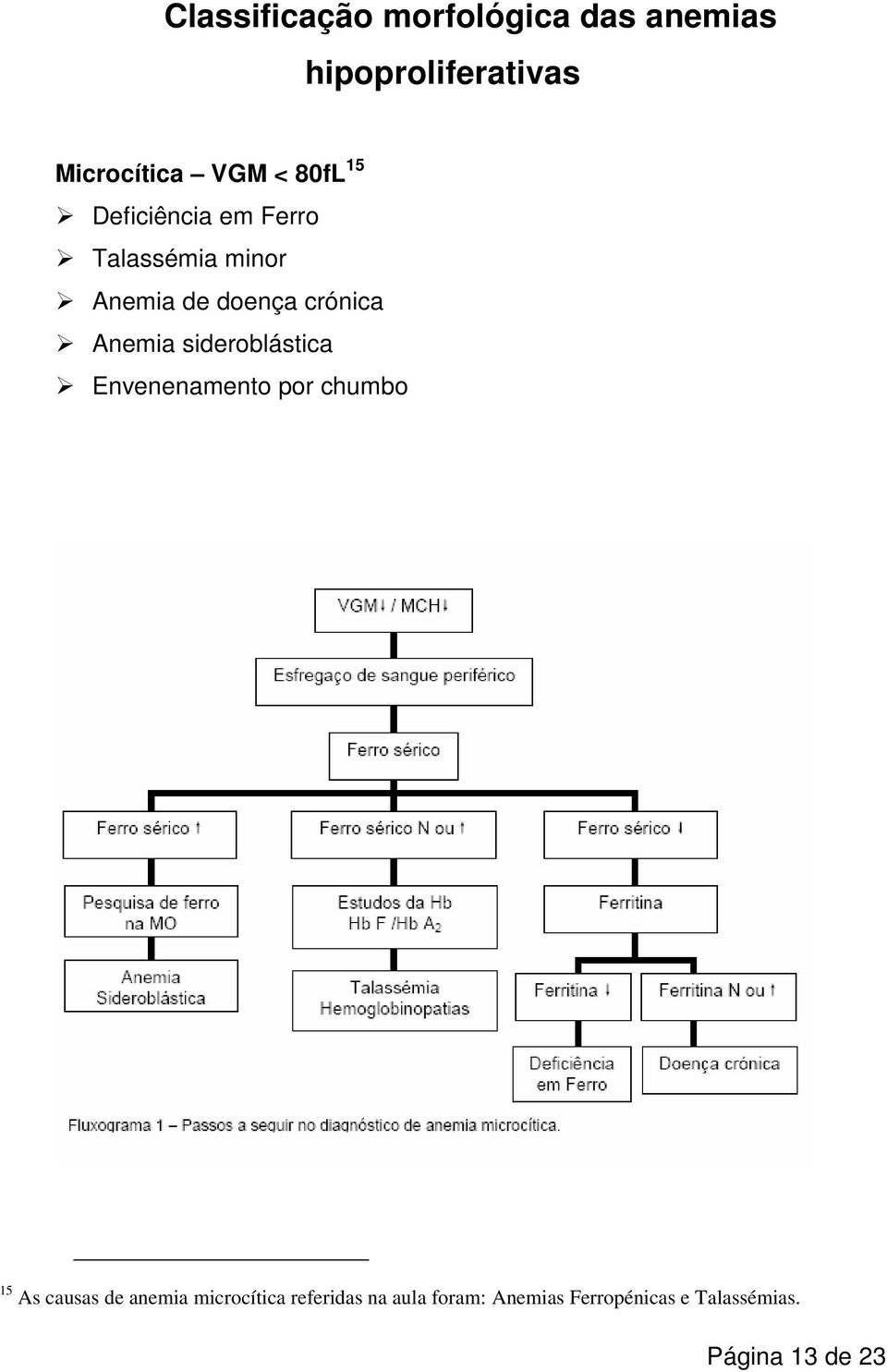 Anemia sideroblástica Envenenamento por chumbo 15 As causas de anemia