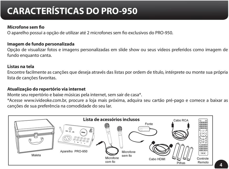 Listas na tela Encontre facilmente as canções que deseja através das listas por ordem de título, intérprete ou monte sua própria lista de canções favoritas.