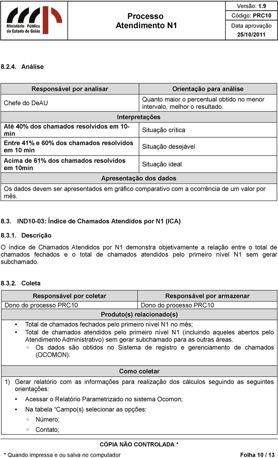 Interpretações Orientação para análise Quanto maior o percentual obtido no menor intervalo, melhor o resultado.