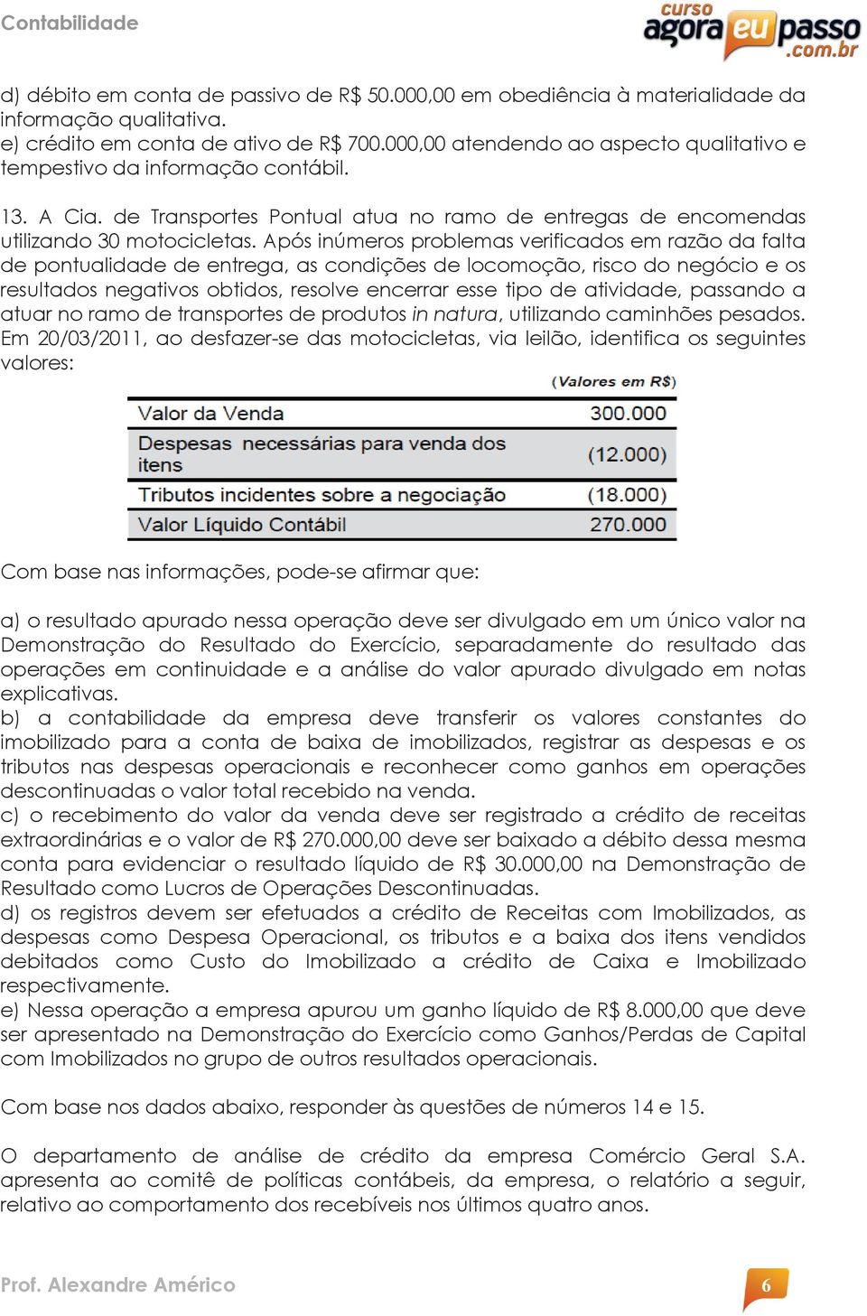 Após inúmeros problemas verificados em razão da falta de pontualidade de entrega, as condições de locomoção, risco do negócio e os resultados negativos obtidos, resolve encerrar esse tipo de