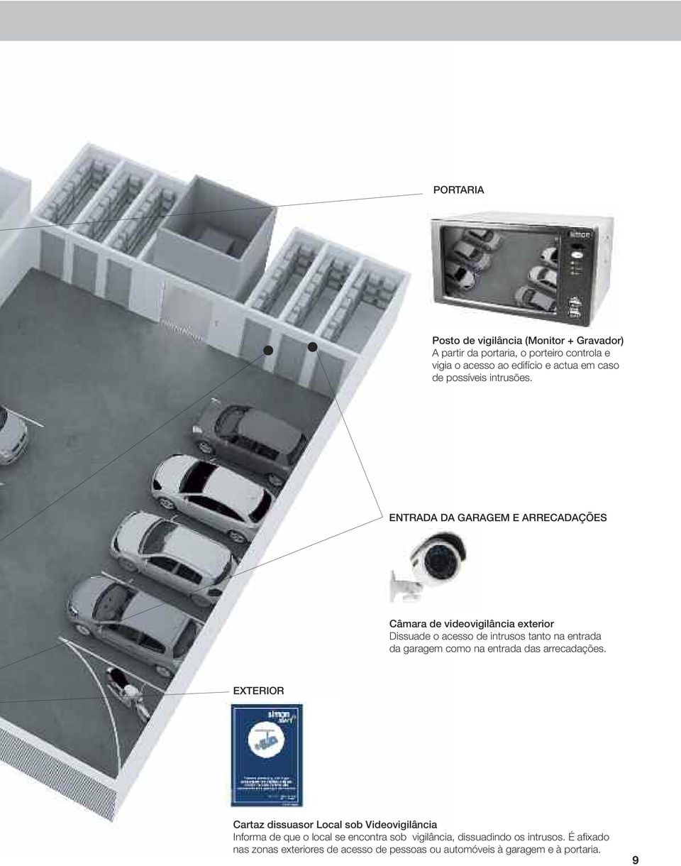 ENTRADA DA GARAGEM E ARRECADAÇÕES Câmara de videovigilância exterior Dissuade o acesso de intrusos tanto na entrada da garagem como na