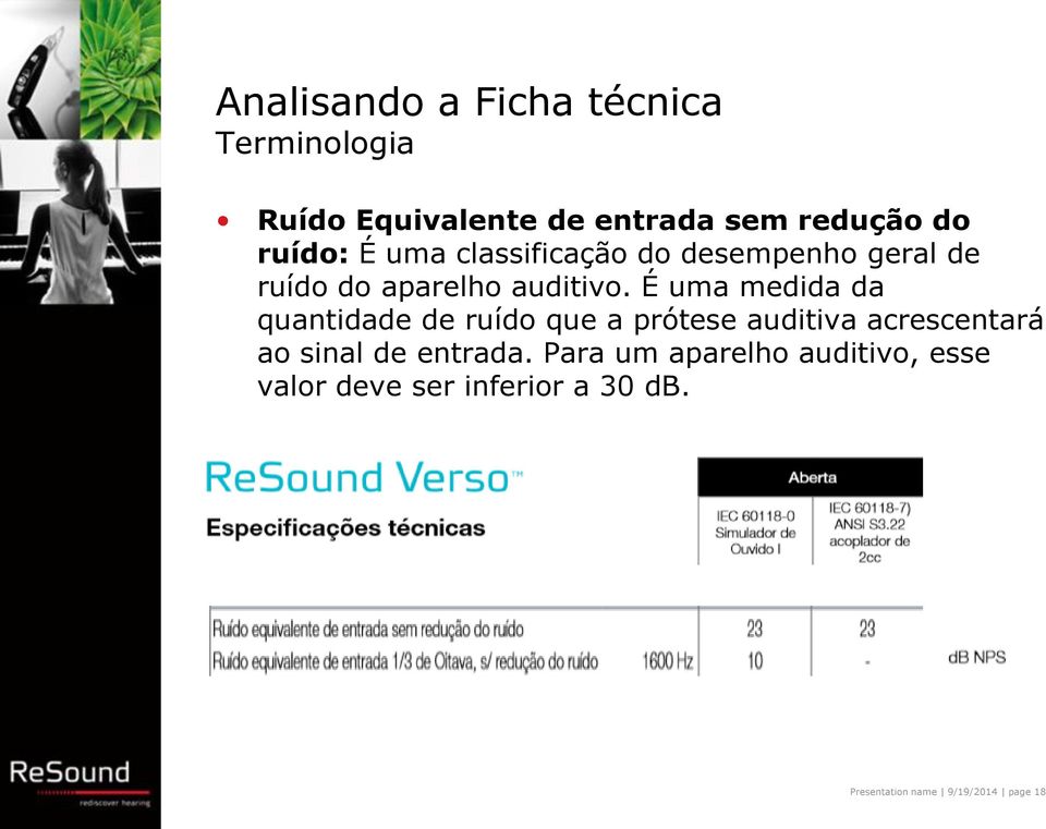 É uma medida da quantidade de ruído que a prótese auditiva acrescentará ao sinal de