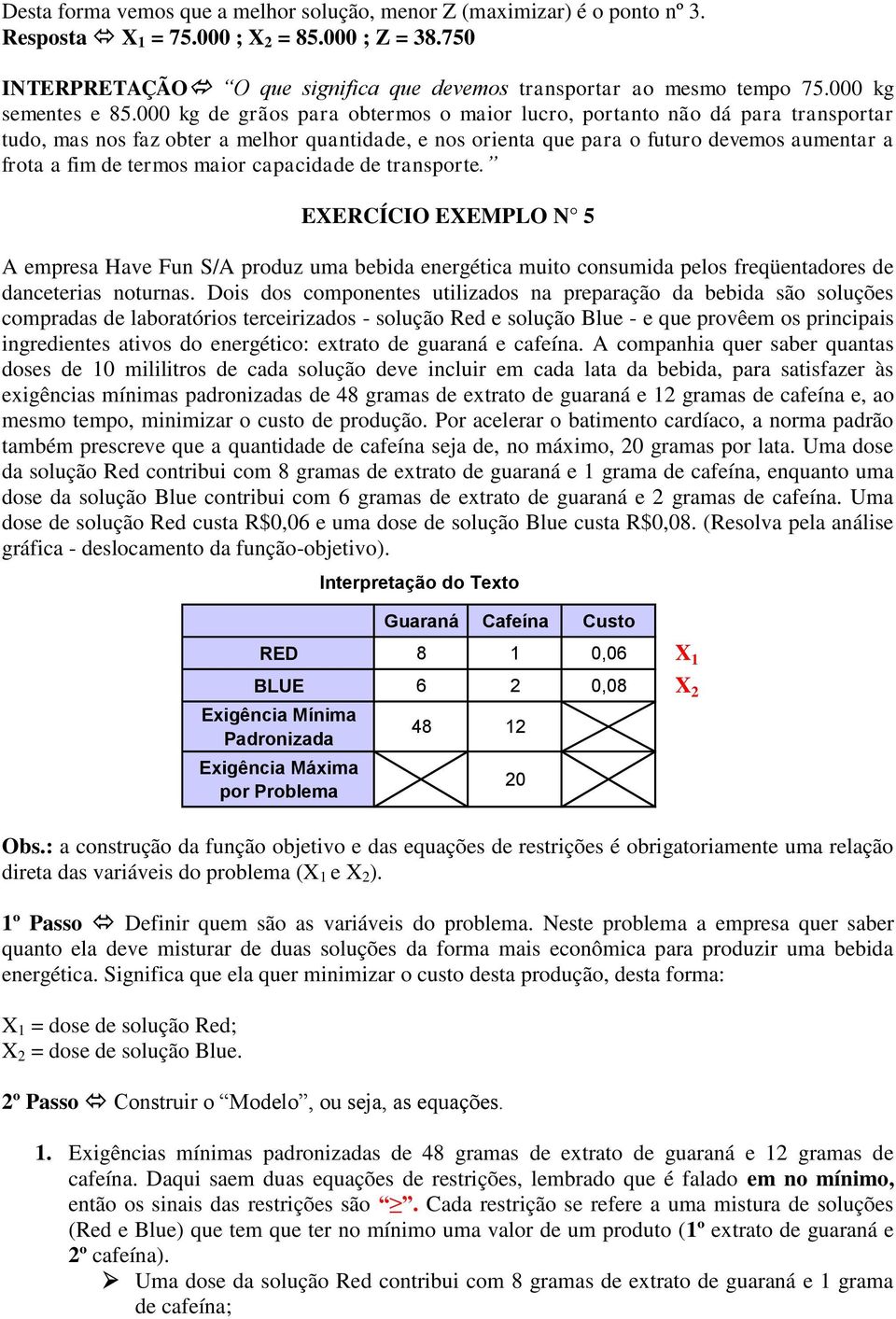 000 kg de grãos para obtermos o maior lucro, portanto não dá para transportar tudo, mas nos faz obter a melhor quantidade, e nos orienta que para o futuro devemos aumentar a frota a fim de termos