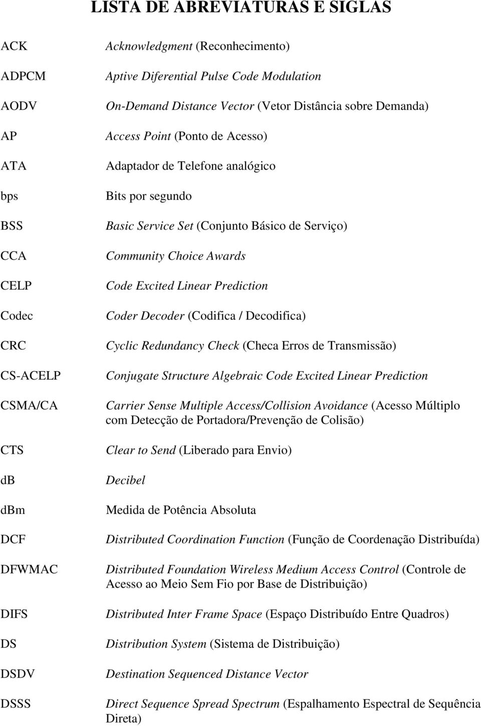 Community Choice Awards Code Excited Linear Prediction Coder Decoder (Codifica / Decodifica) Cyclic Redundancy Check (Checa Erros de Transmissão) Conjugate Structure Algebraic Code Excited Linear