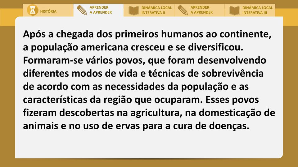 Formaram-se vários povos, que foram desenvolvendo diferentes modos de vida e técnicas de sobrevivência