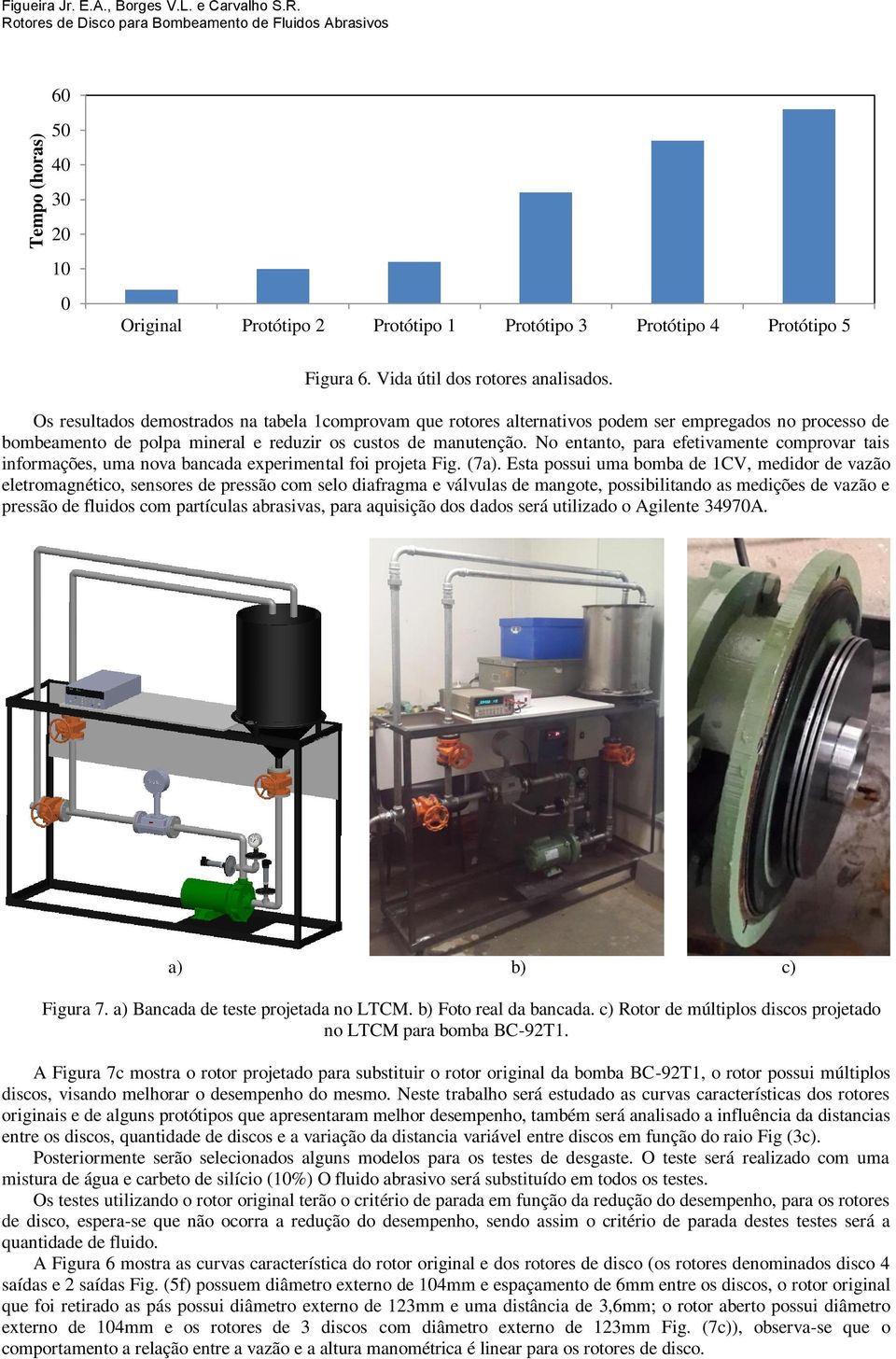 Os resultados demostrados na tabela 1comprovam que rotores alternativos podem ser empregados no processo de bombeamento de polpa mineral e reduzir os custos de manutenção.