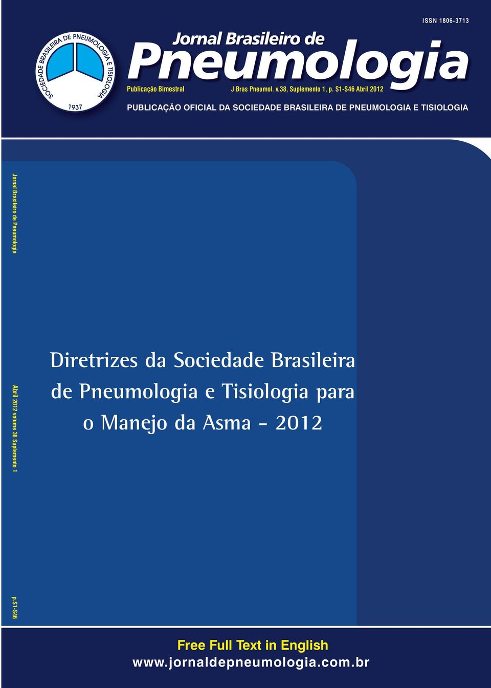 Brasileiro de Pneumologia Abril 2012 volume 38 Suplemento 1 p.