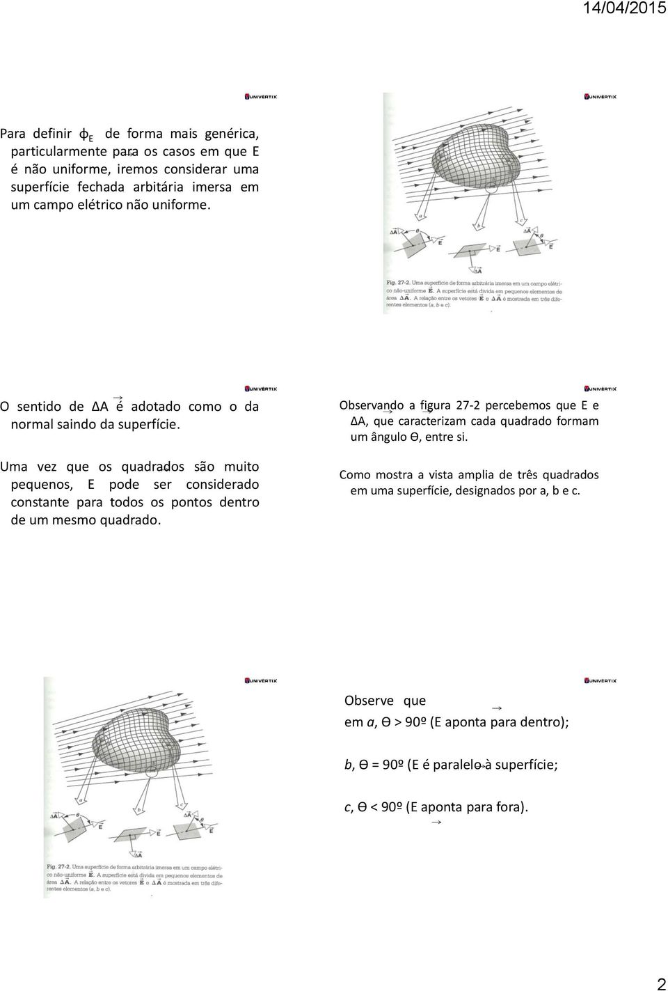 Uma vez que os quadrados são muito pequenos, E pode ser considerado constante para todos os pontos dentro de um mesmo quadrado.