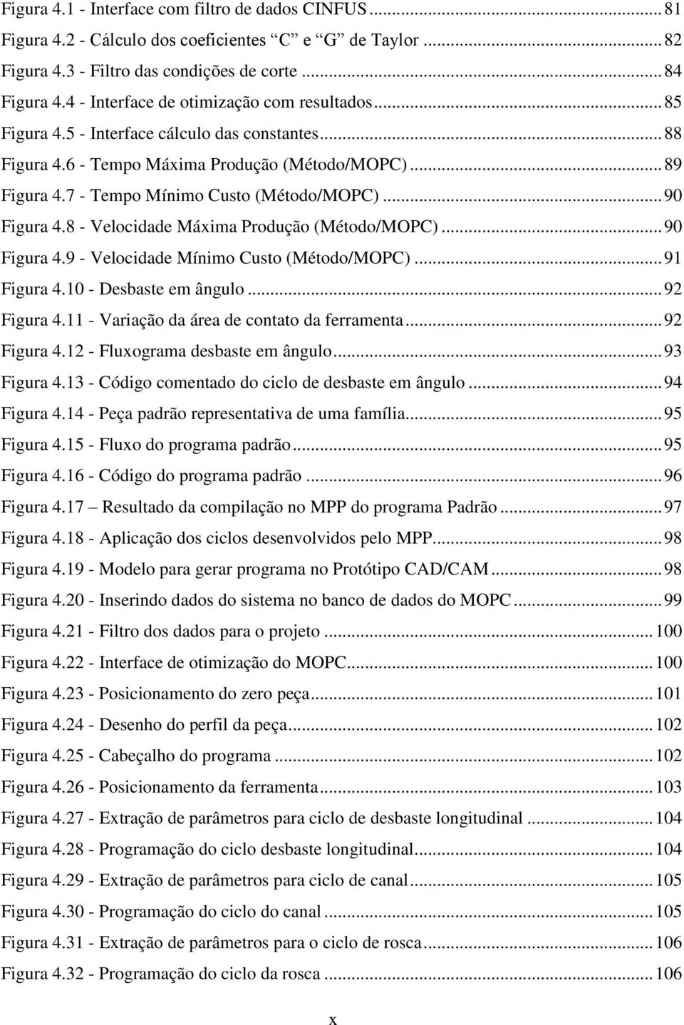 7 - Tempo Mínimo Custo (Método/MOPC)... 90 Figura 4.8 - Velocidade Máxima Produção (Método/MOPC)... 90 Figura 4.9 - Velocidade Mínimo Custo (Método/MOPC)... 91 Figura 4.10 - Desbaste em ângulo.