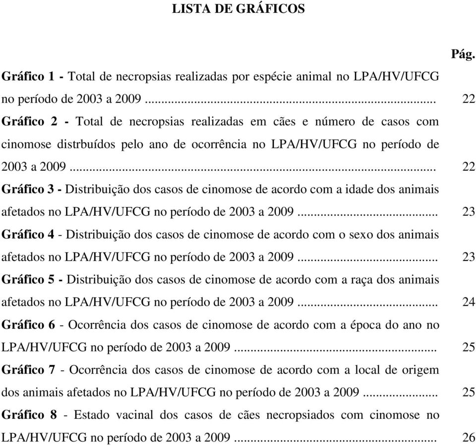 .. 22 Gráfico 3 - Distribuição dos casos de cinomose de acordo com a idade dos animais afetados no LPA/HV/UFCG no período de 2003 a 2009.