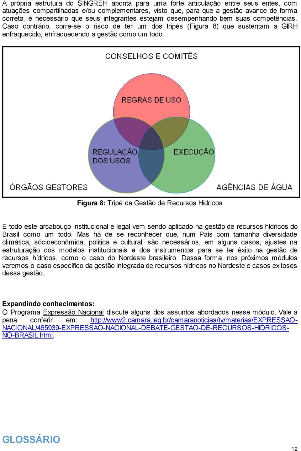 Caso contrário, corre-se o risco de ter um dos tripés (Figura 8) que sustentam a GIRH enfraquecido, enfraquecendo a gestão como um todo.