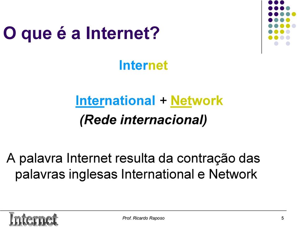 internacional) A palavra Internet resulta da