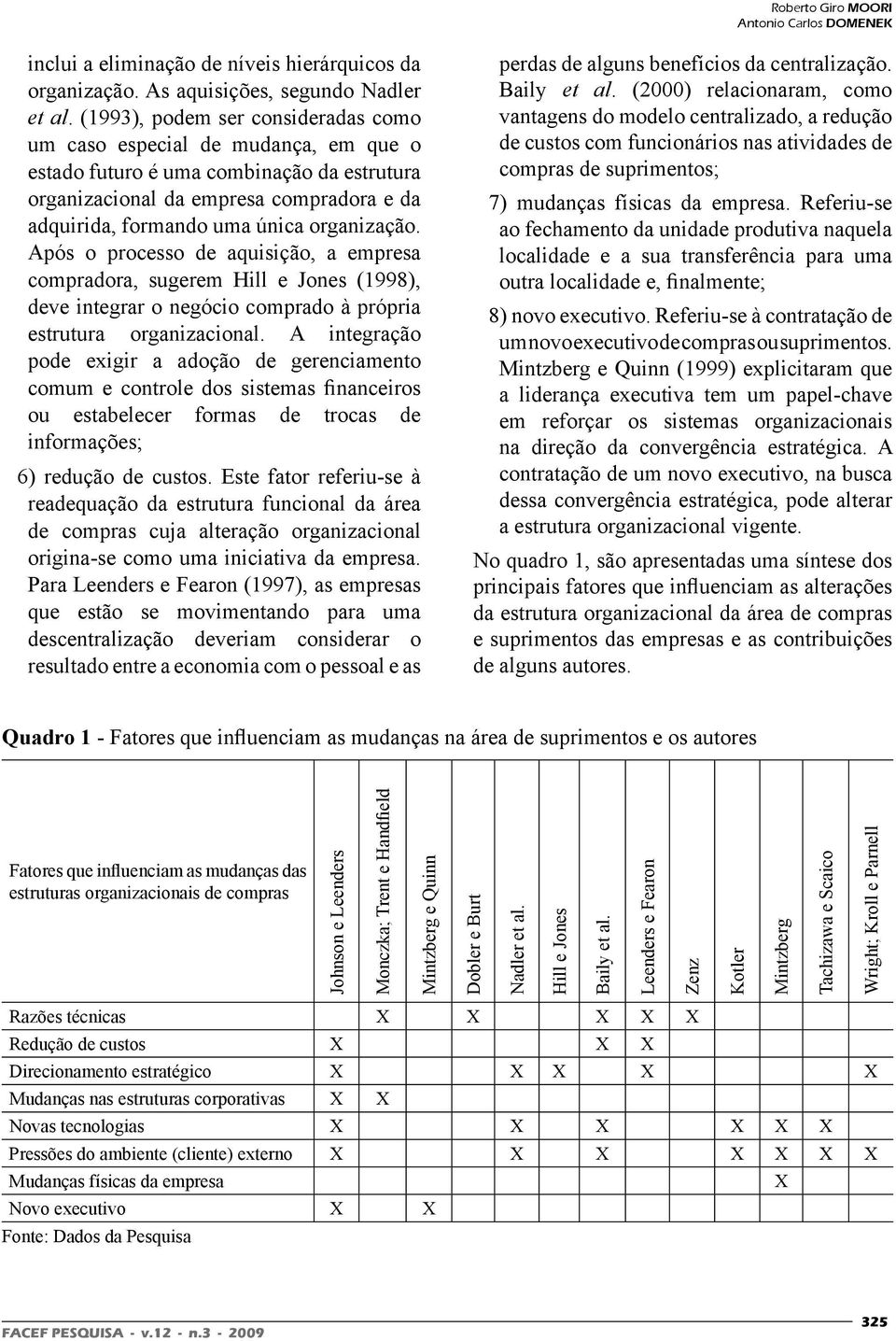 organização. Após o processo de aquisição, a empresa compradora, sugerem Hill e Jones (1998), deve integrar o negócio comprado à própria estrutura organizacional.