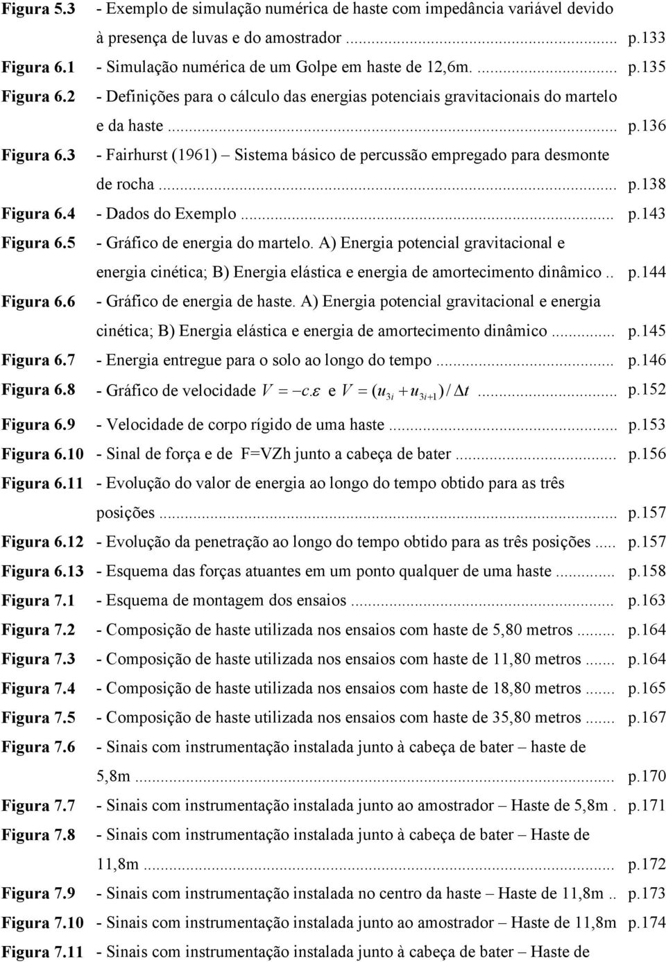 4 - Dados do Exemplo... p.143 Figura 6.5 - Gráfico de energia do martelo. A) Energia potencial gravitacional e energia cinética; B) Energia elástica e energia de amortecimento dinâmico.. p.144 Figura 6.